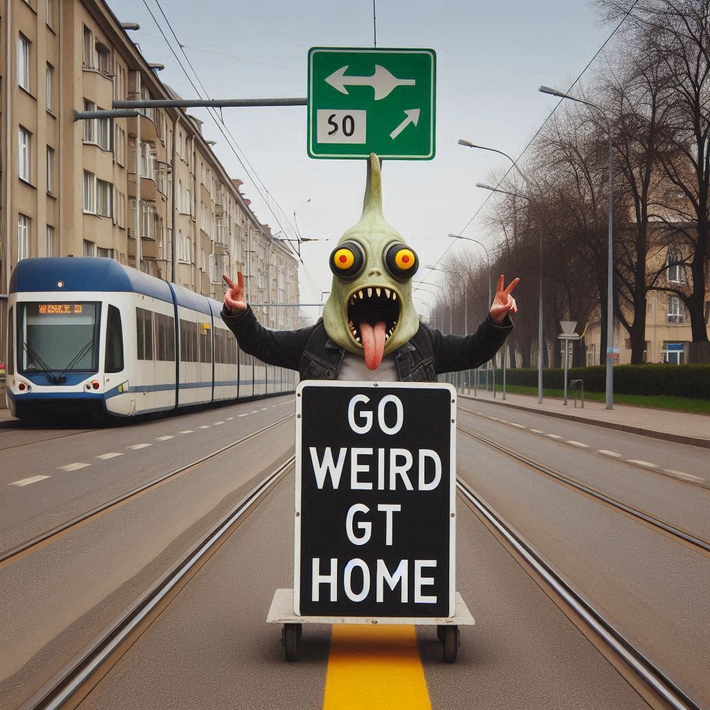 go weird or go home, weird person on way to home