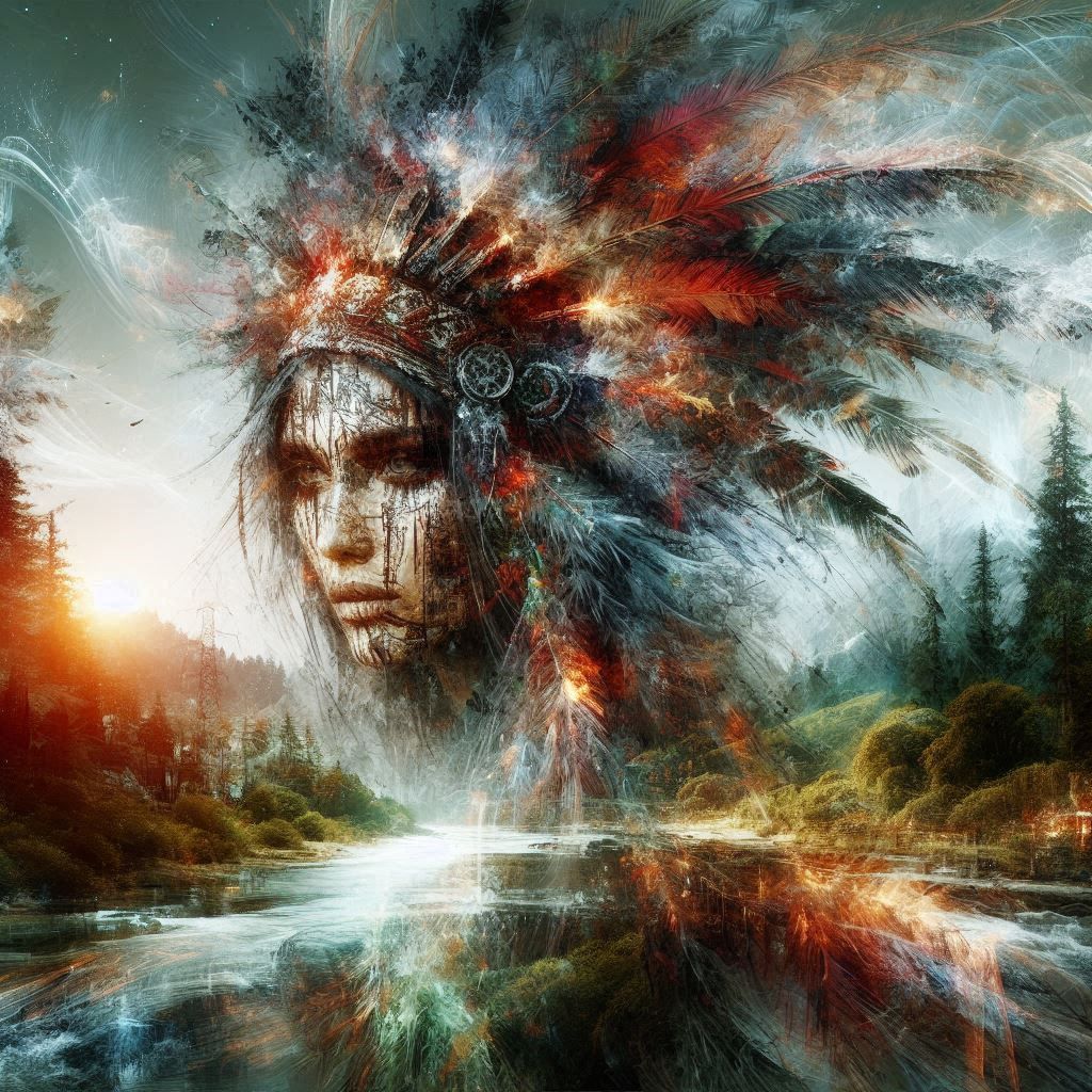 double exposure beautiful fantasy portrait landscape..
