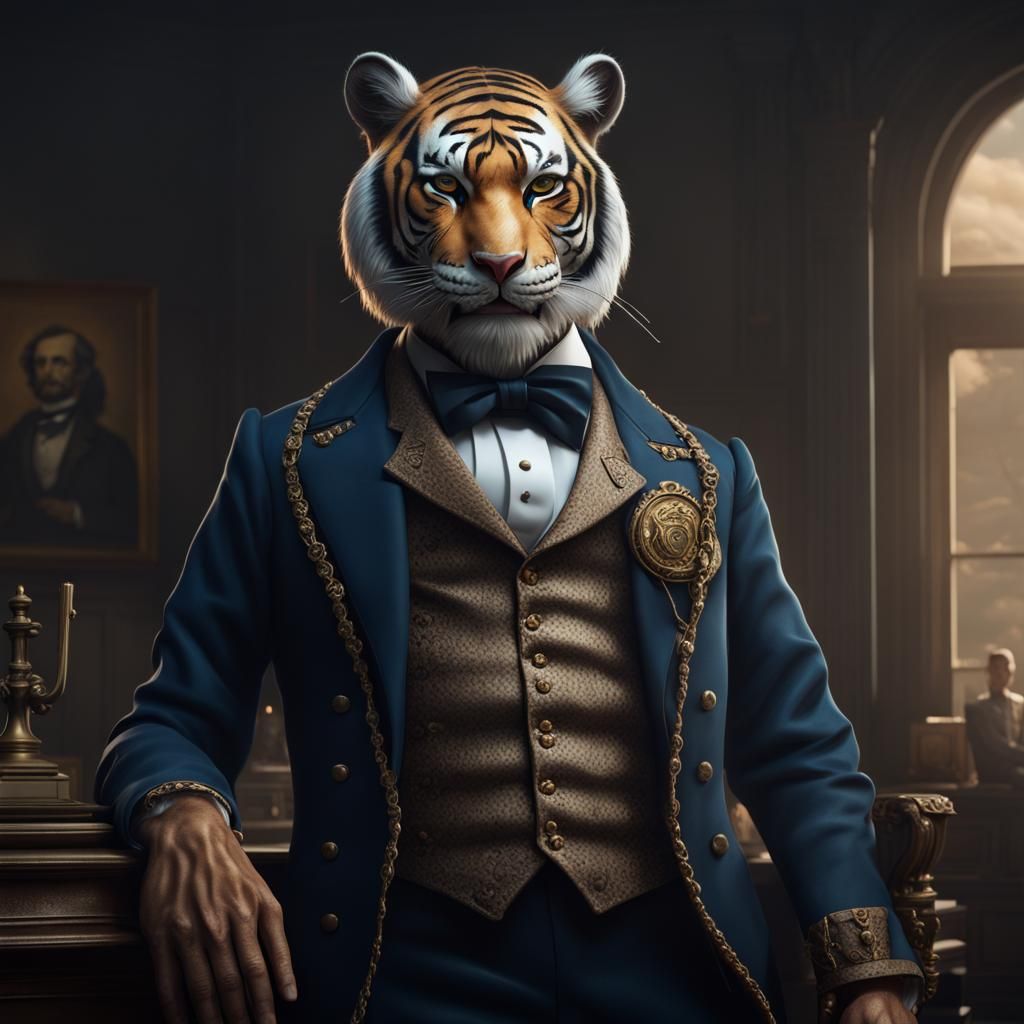 Tiger dressed as Abraham Lincoln - AI Generated Artwork - NightCafe Creator