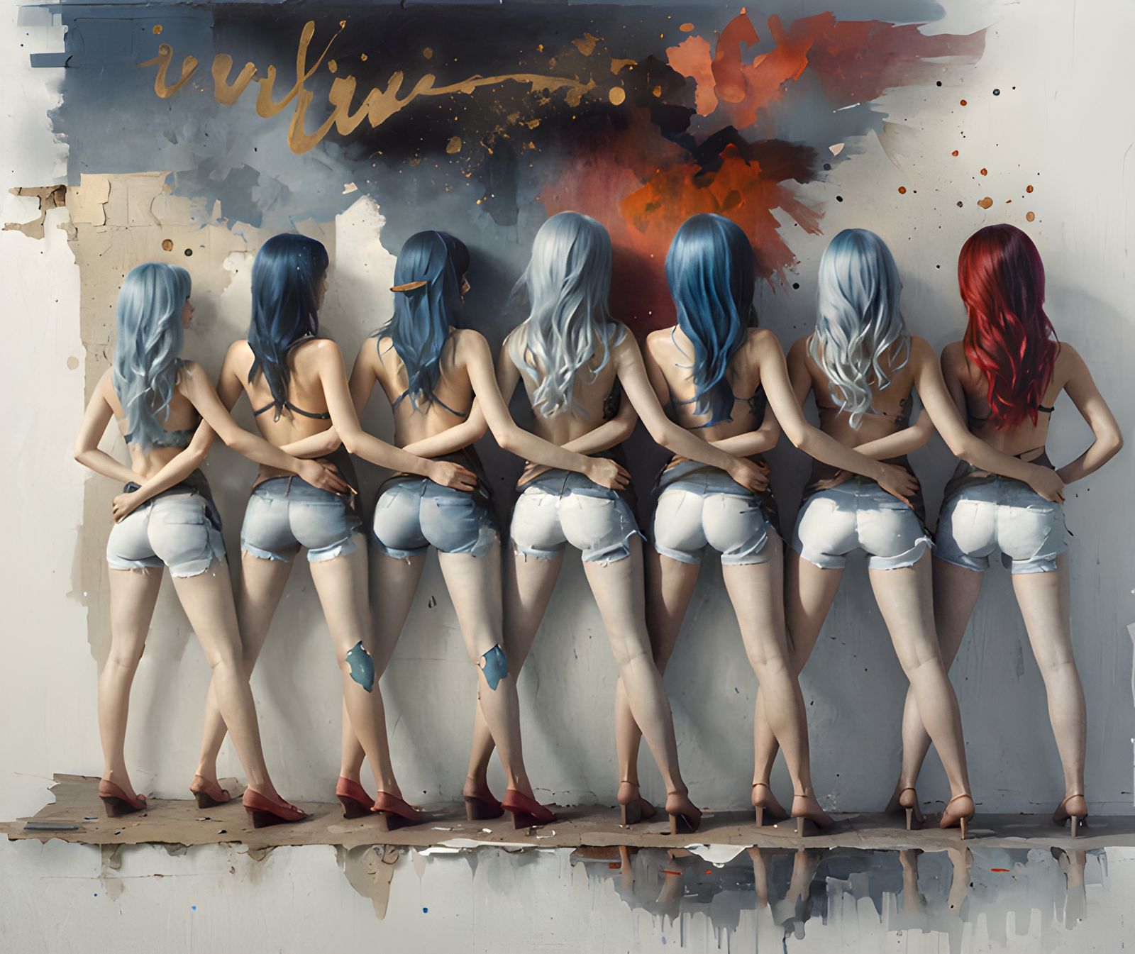 artistic portrait oil paint + collage style