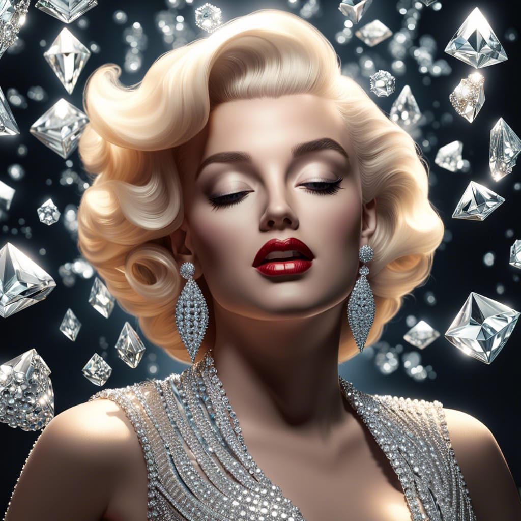 Raw Photograph Marilyn Monroe Surrounded By Diamonds Volumetric Lighting Hyperdetailed 8k 3728