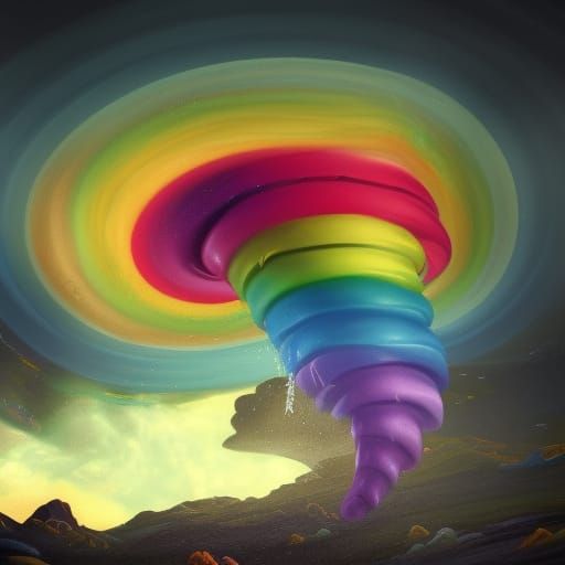 Rainbow Funnel Cloud Tornado AI Generated Artwork NightCafe Creator