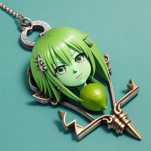 A lime with a key carved from it.