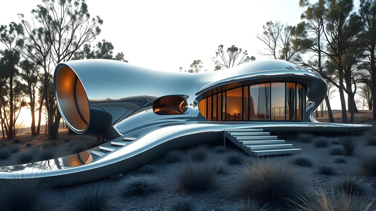 A modern home built out of chrome and steel  by @Welgan Druid