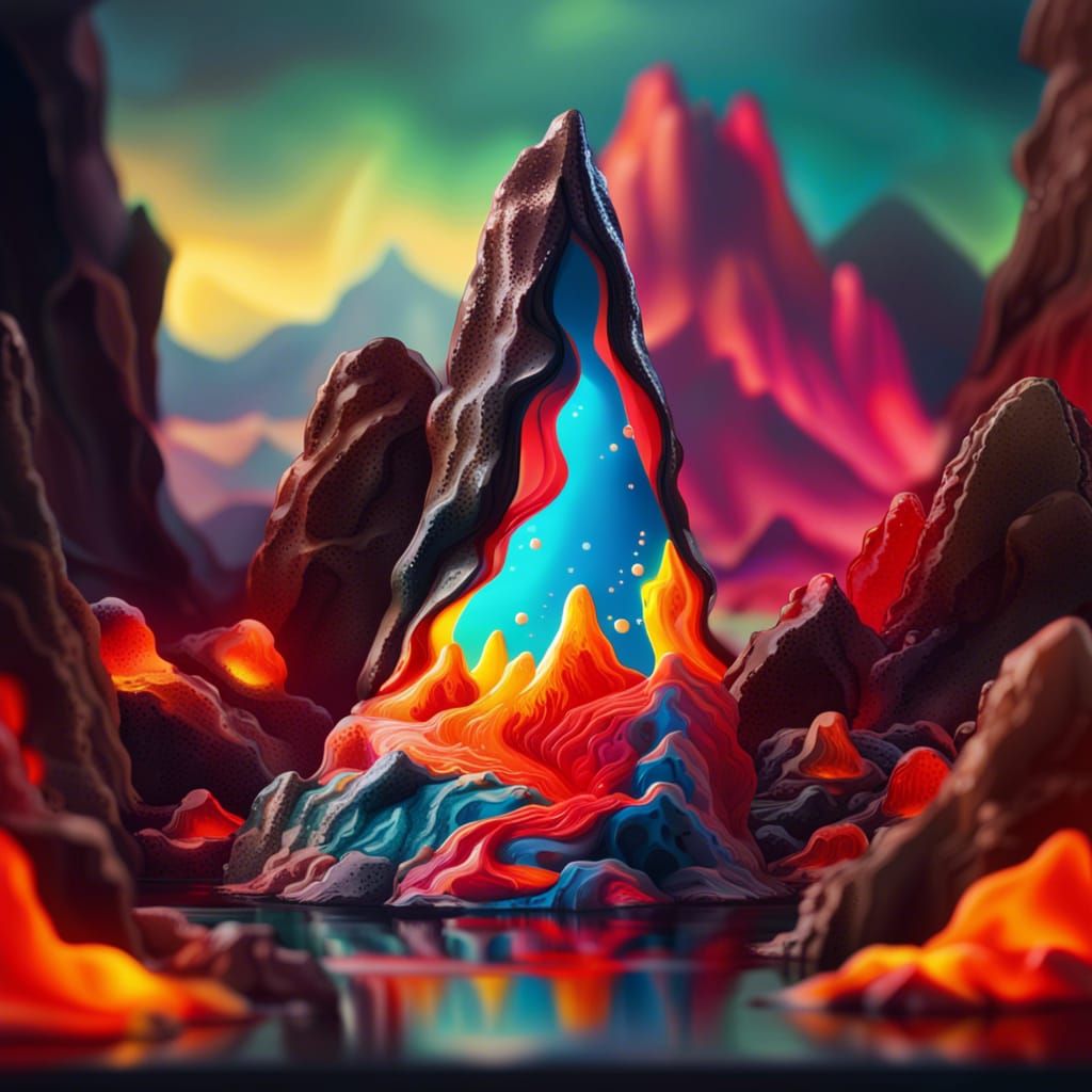 Beautiful Lava Lamp Mountain Landscape - Ai Generated Artwork 