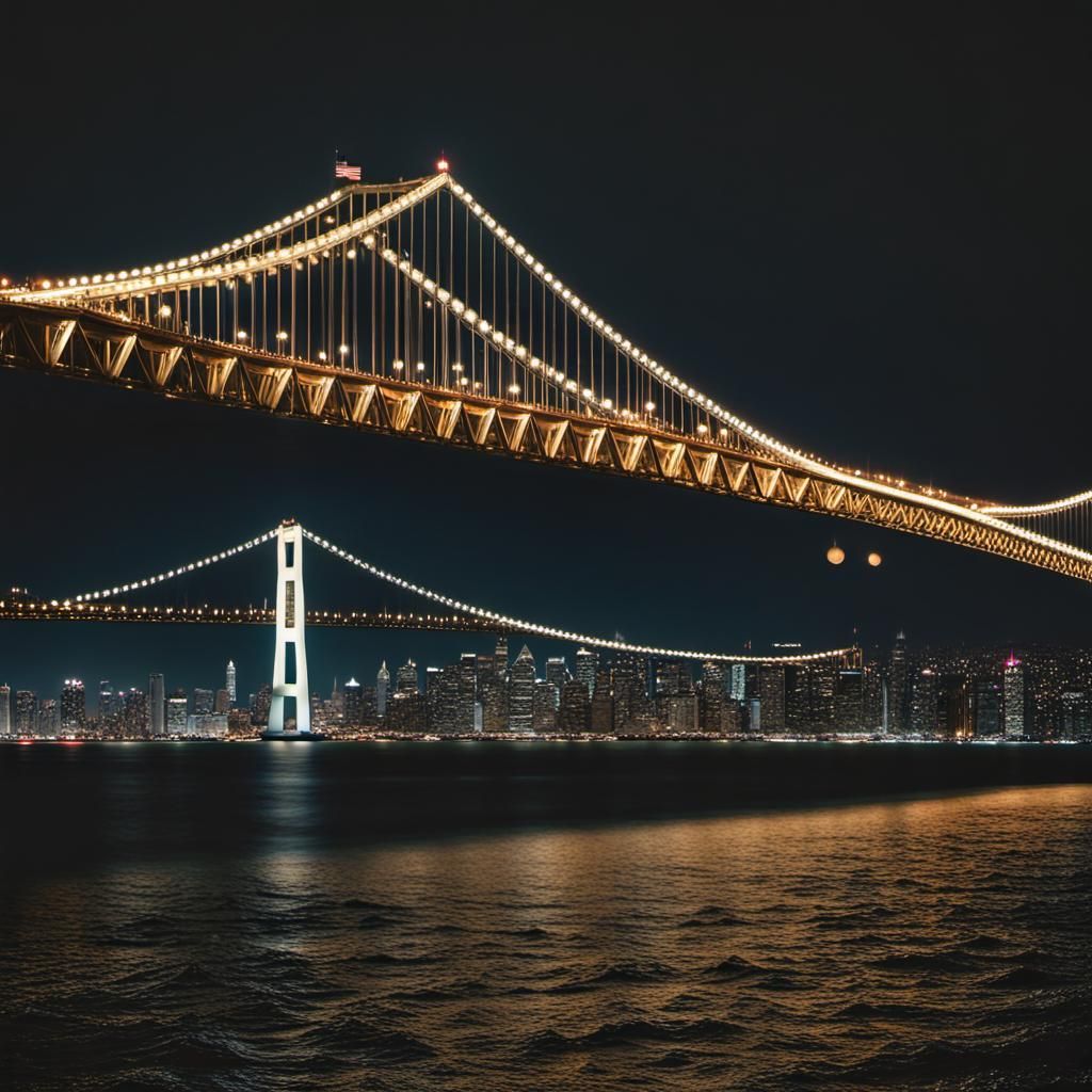 Bay Area City Night View with Cruise Ship