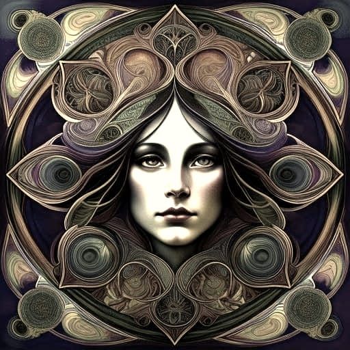 Cosmic Tapestry in Art Nouveau Style