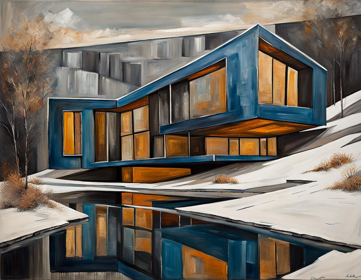 “ An expressionist painting of modern architecture”