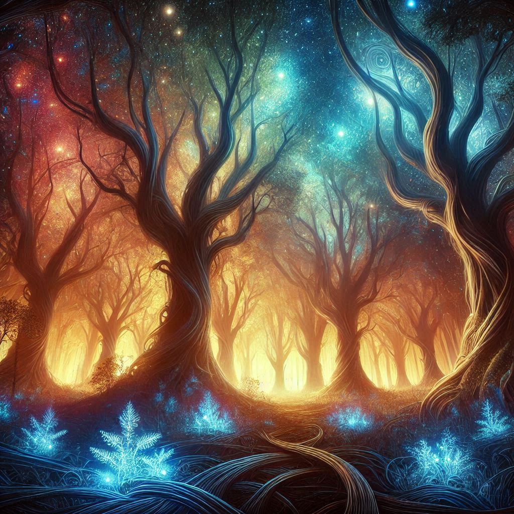 Enchanted glowing forest