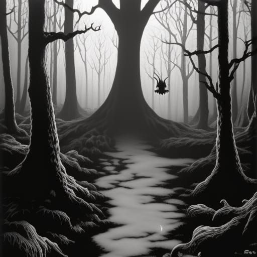 Deep in the Spooky Forest - AI Generated Artwork - NightCafe Creator