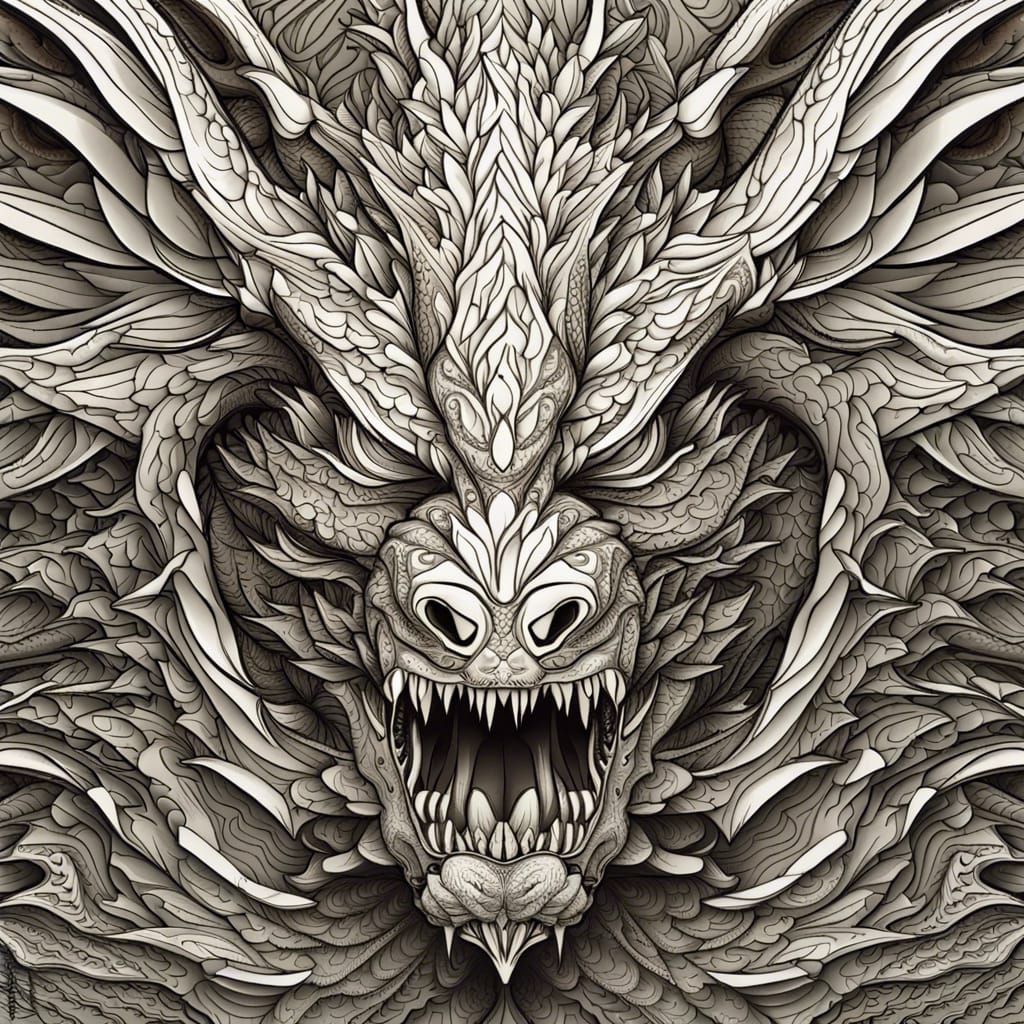 The wall carved with a dragon. - AI Generated Artwork - NightCafe Creator