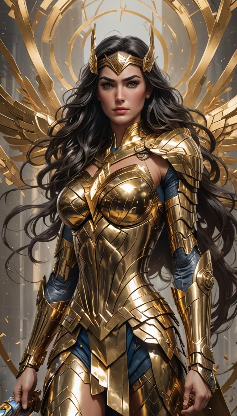 Wonder woman golden armor - AI Generated Artwork - NightCafe Creator