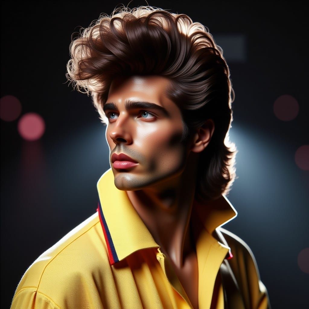 <lora:Flux 80s Supermodel:1.0> portrait, male model with voluminous hair, 1980’s polo shirt, 1980s model style, dynamic lighting 