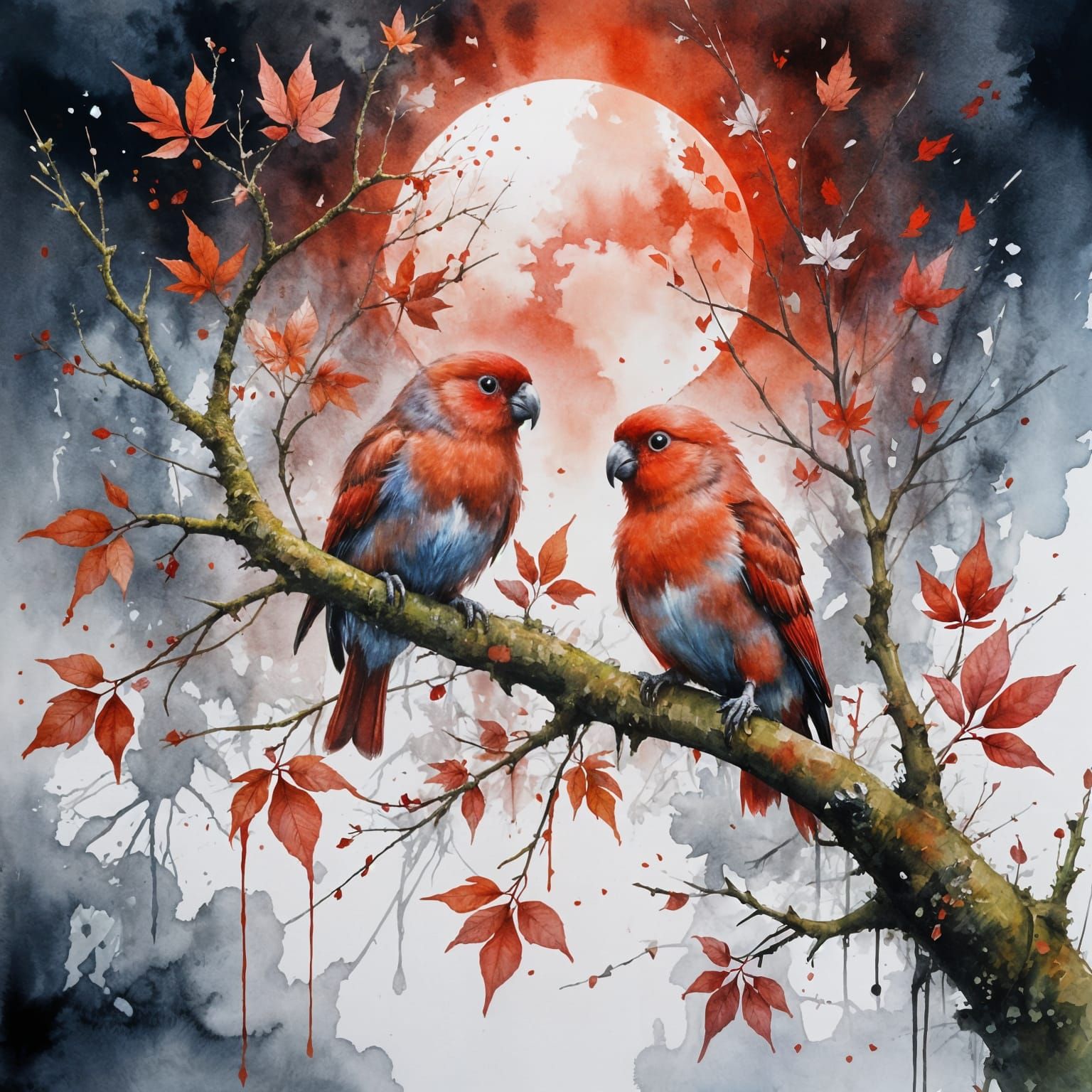 Birds and romance over the moon..  by @Dreamer in Hell