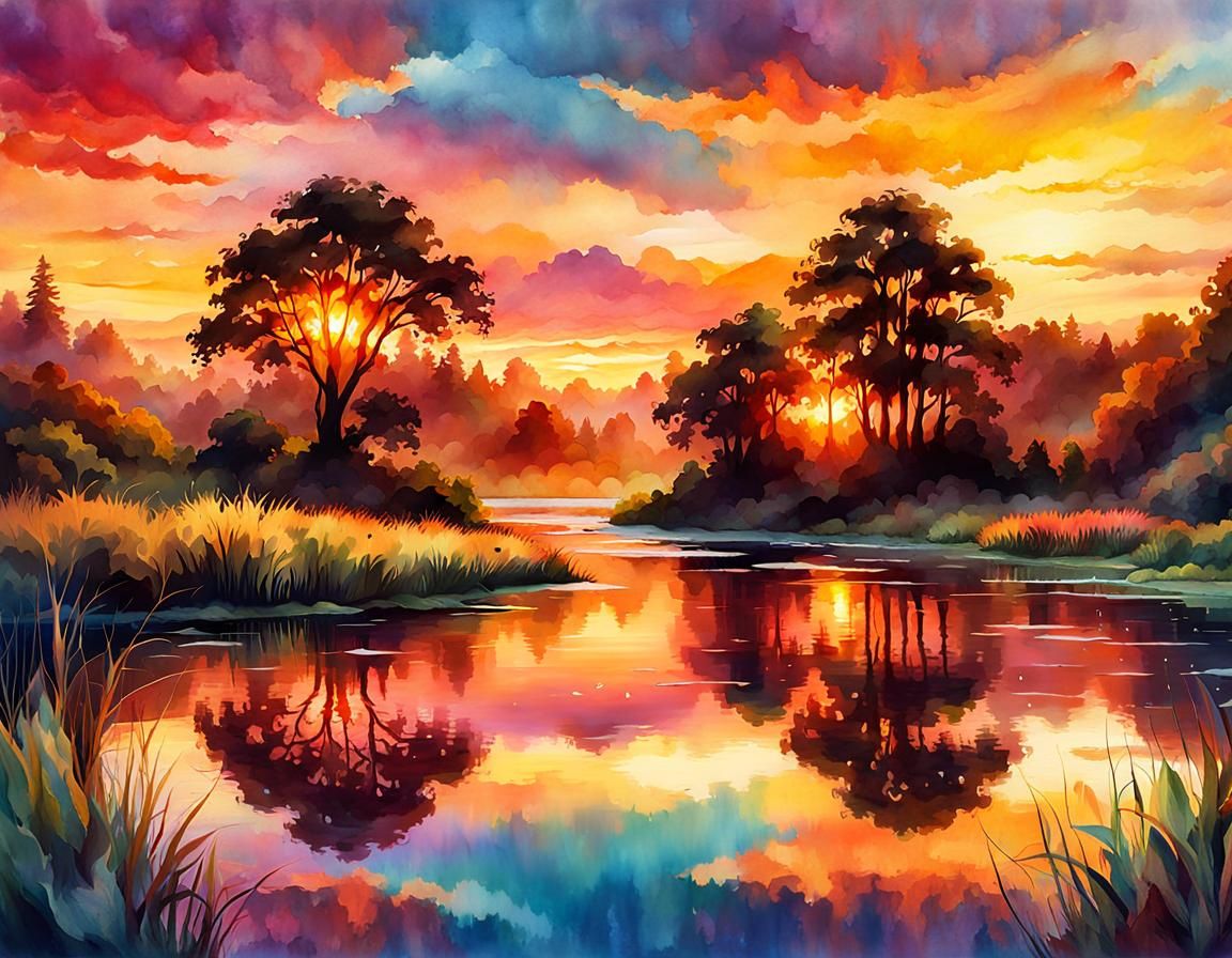 Colorful Sunset - Ai Generated Artwork - Nightcafe Creator