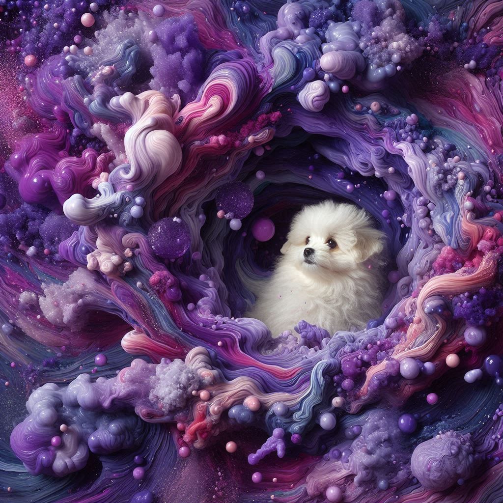 Purple Vortex & White Dog