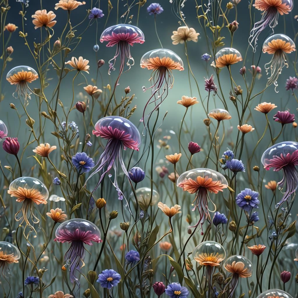 Detail with 6 small, beautiful, delicate flowers that stand ...