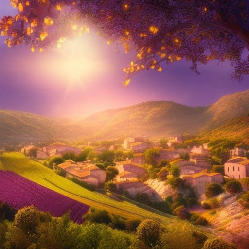 A small village in provence :: peach and purple :: Light and...