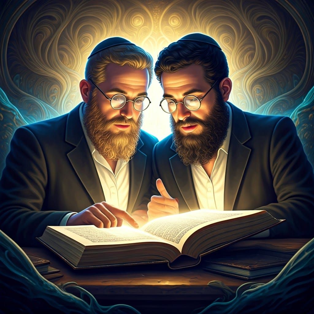 Mystical Torah Study in Fantasy Concept Art Style