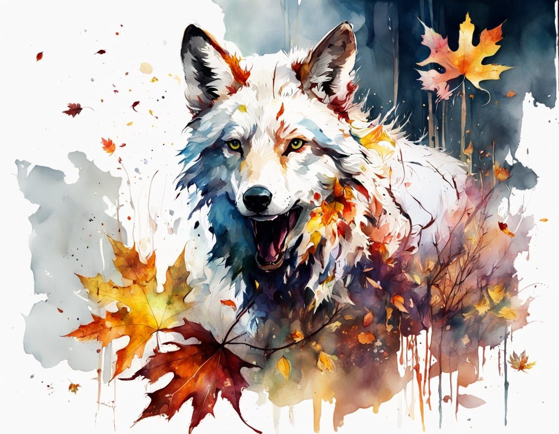 cozy autumn season with scenes of animals tumbling, hiding, and frolicking in piles of crisp, autumn colorful leaves with amber back light. ...