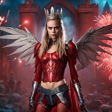 cara delevingne from suicide squad, as red magical angel in a castle ...