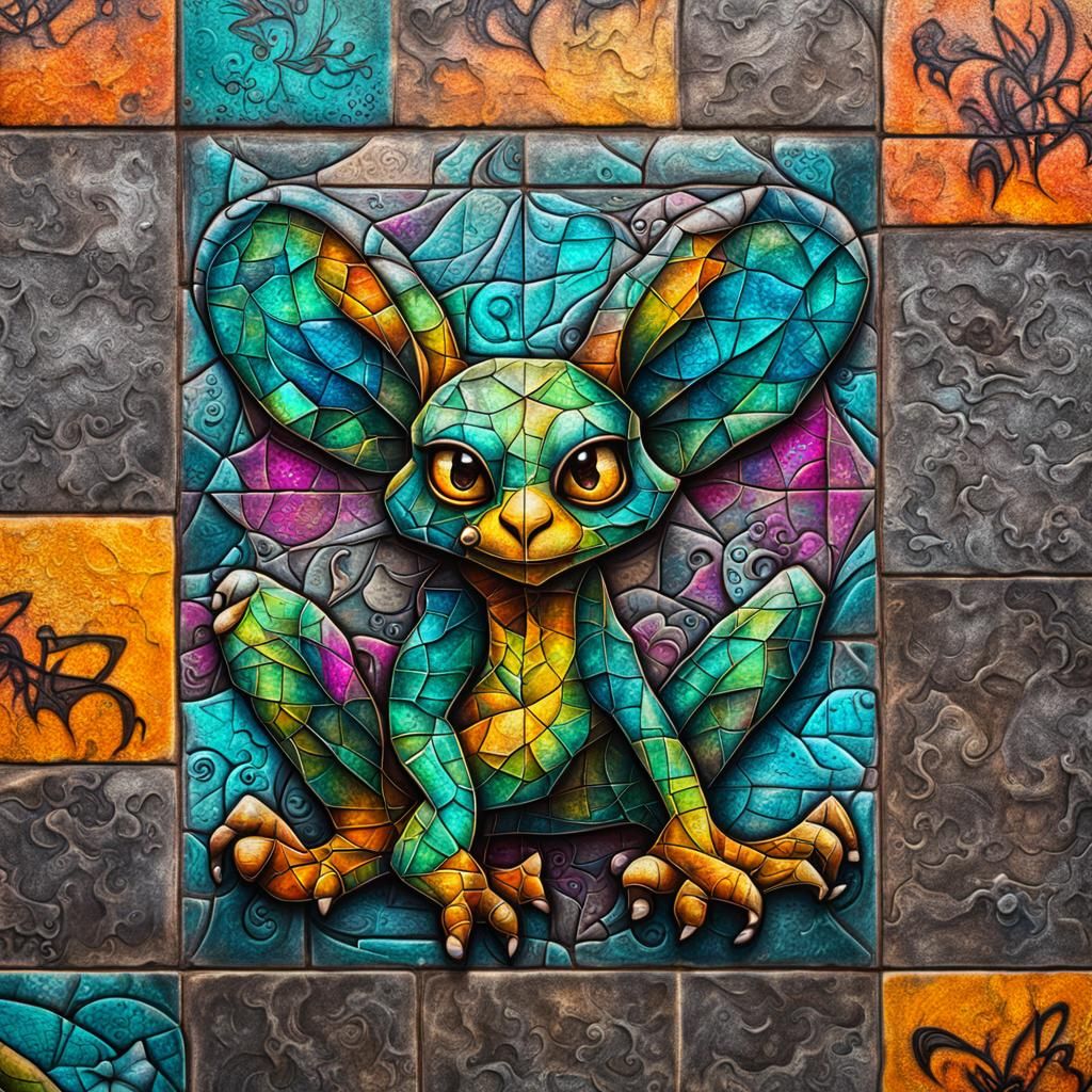 “Graffiti tile embossed texture with inlaid sensual  Tiny, f...