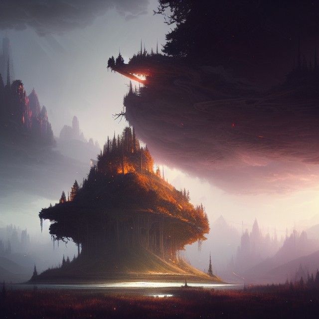 floating island above forest a masterpiece, 8k resolution, d...