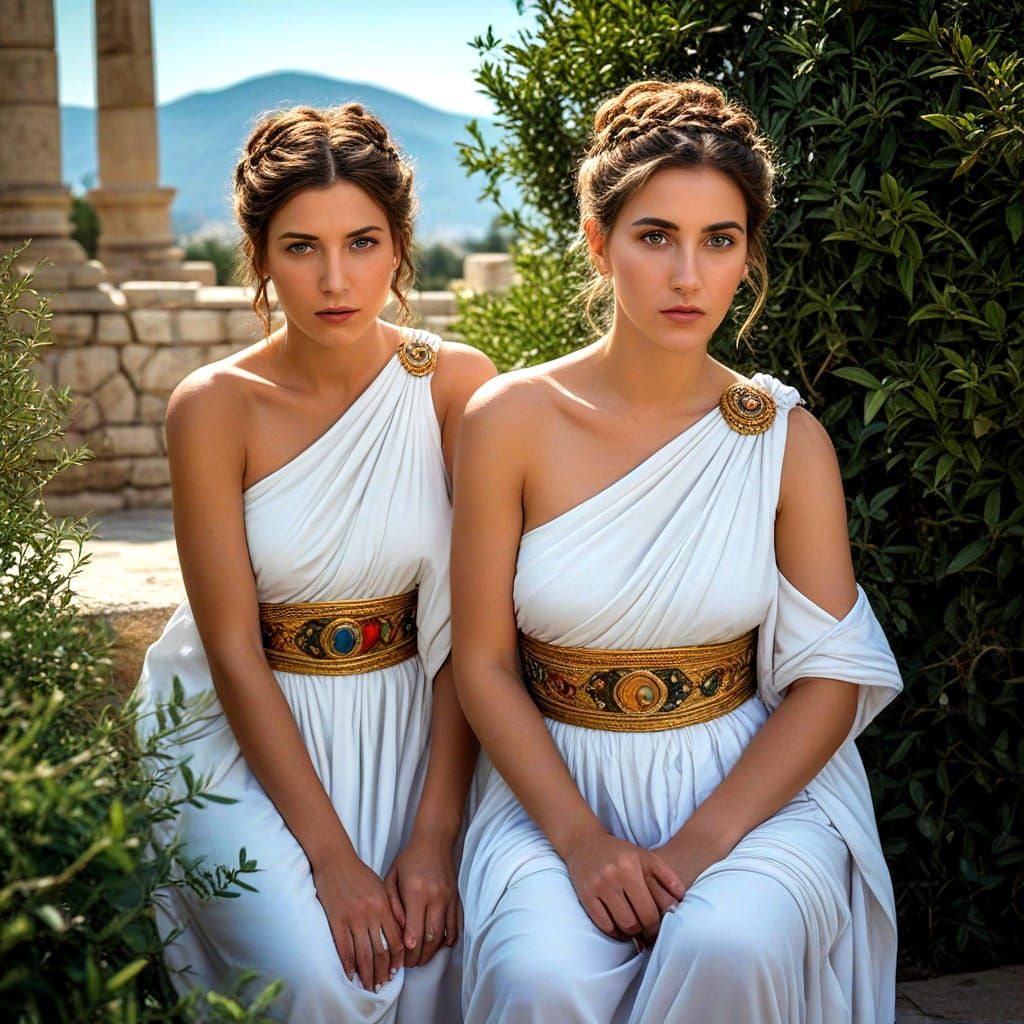 Timeless Greek Goddesses in Ancient Landscape