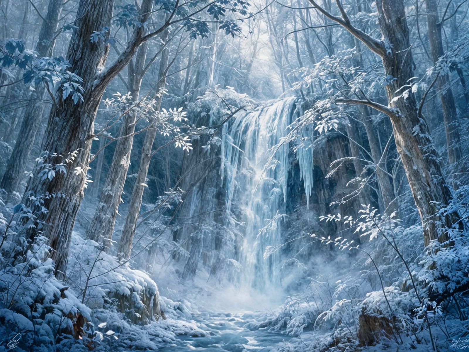Hidden waterfall frozen by winter ...  by @Dreamer in Hell