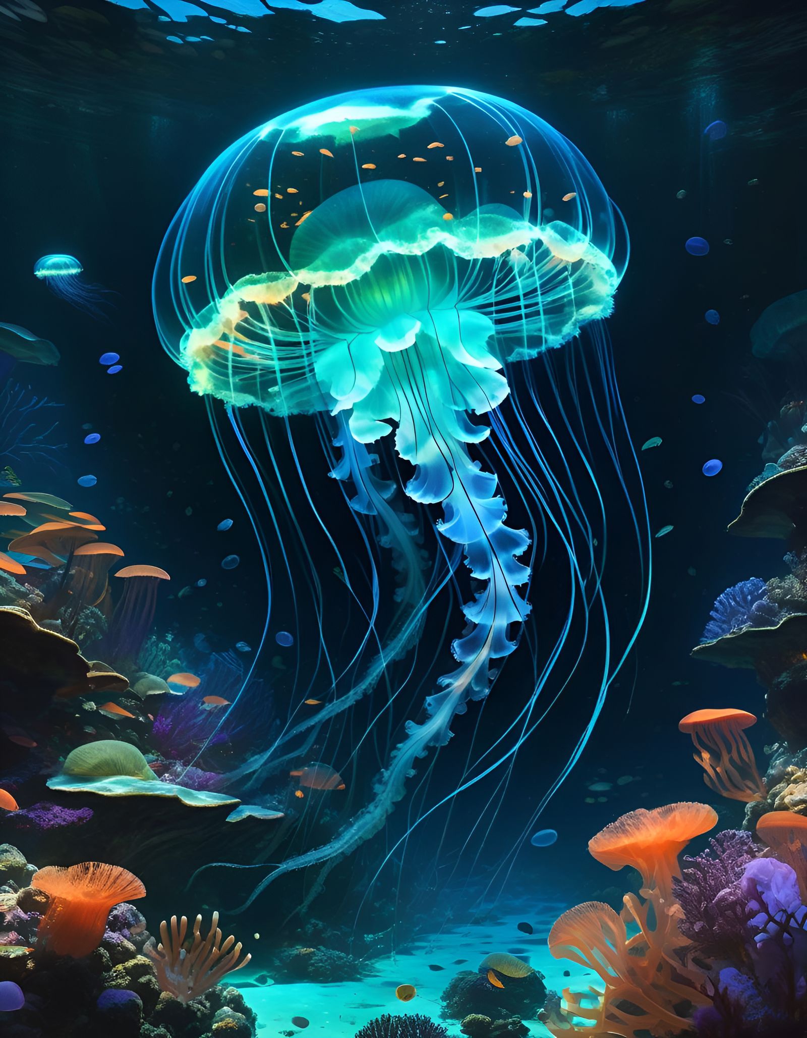 Bioluminescent Jellyfish   by @Thombmx