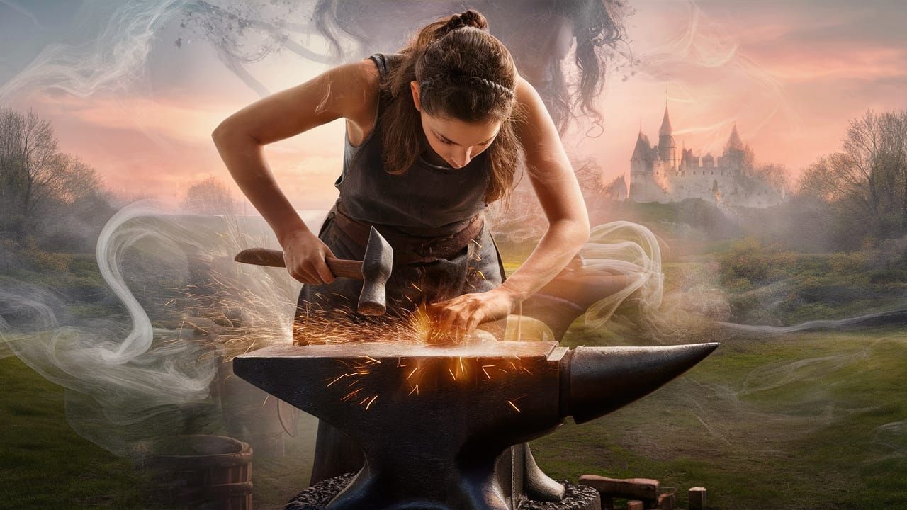 Double Exposure

Female blacksmith at an anvil.

Portrayal