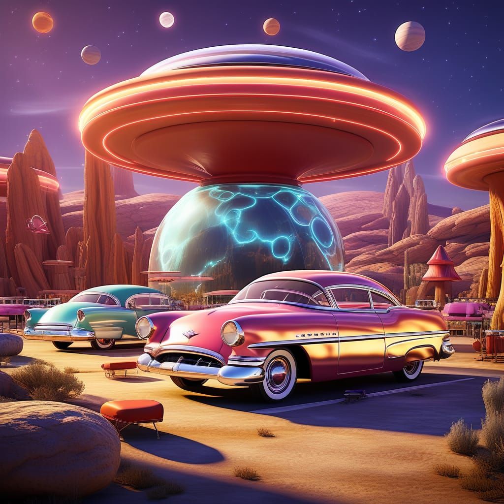 A 1950's Car Show On Mars