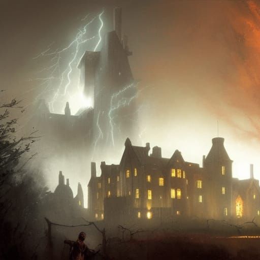 Malfoy Manor during the war, lightning
