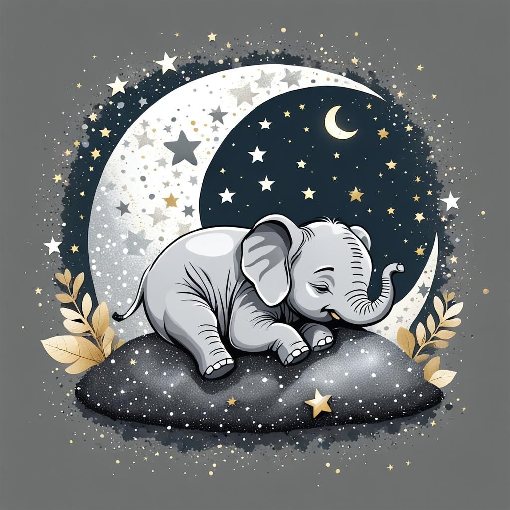 elephant sleeping on the moon.
