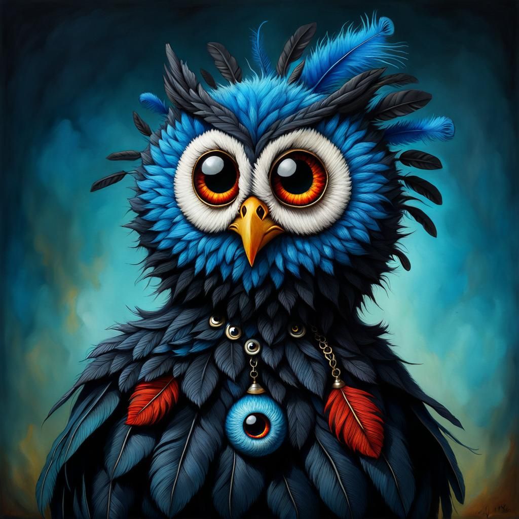 ((Huge surreal googly-eyes.)) Cute and fluffy tiny baby owl ...