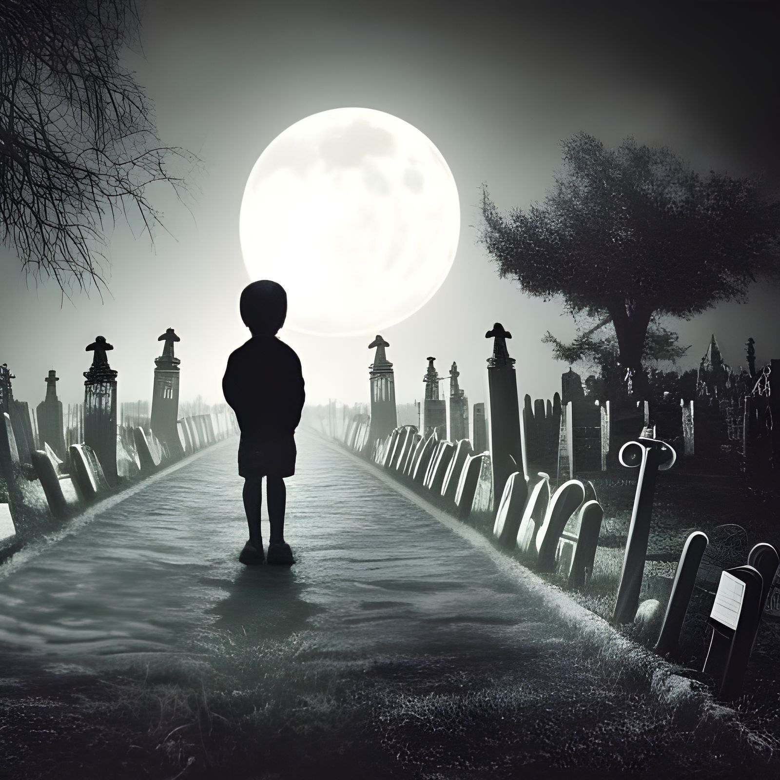 graveyard at night