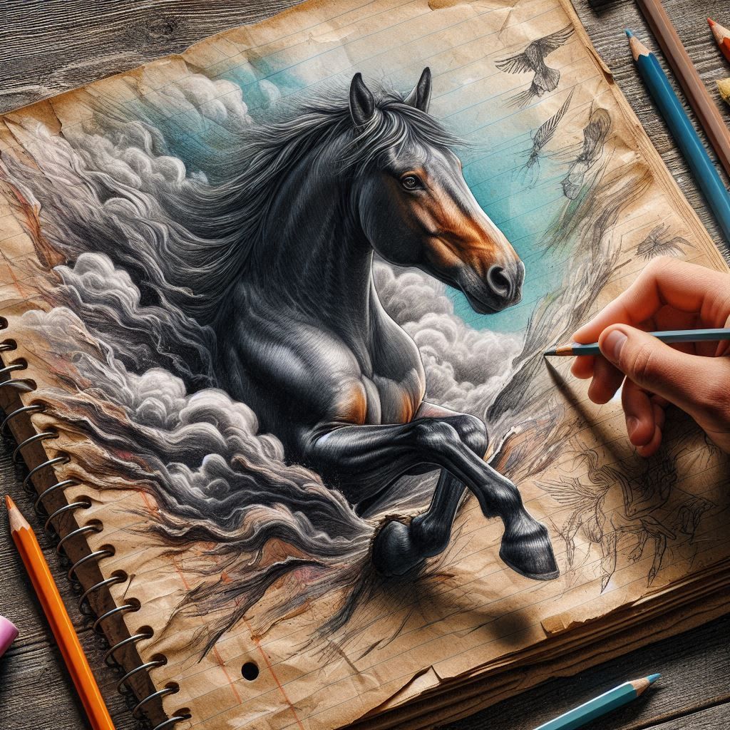 3D Horse drawing  by @Jaybee