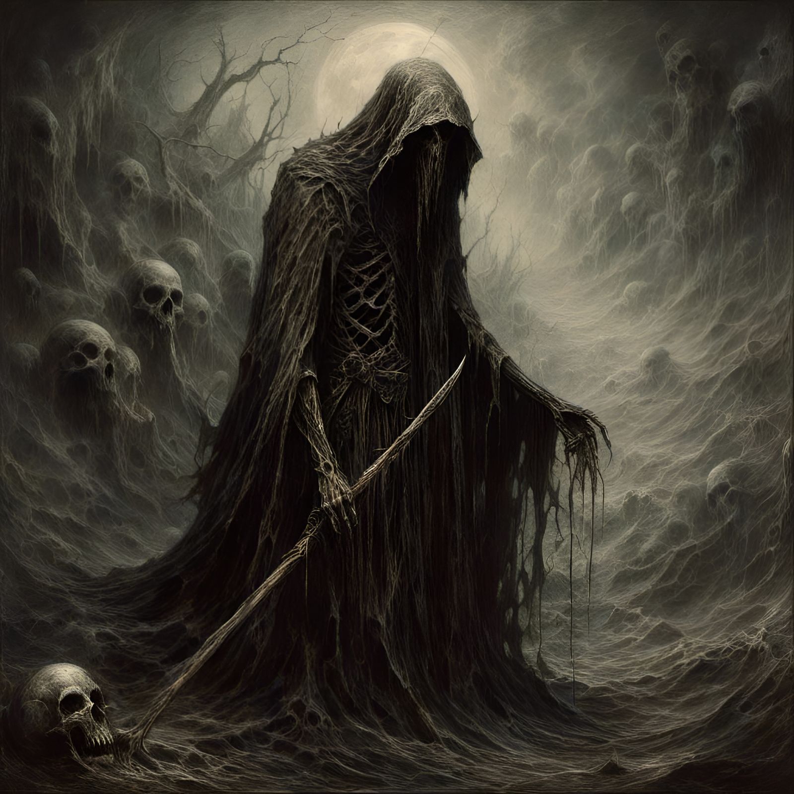 Grim Reaper,celtic patterns - AI Generated Artwork - NightCafe Creator