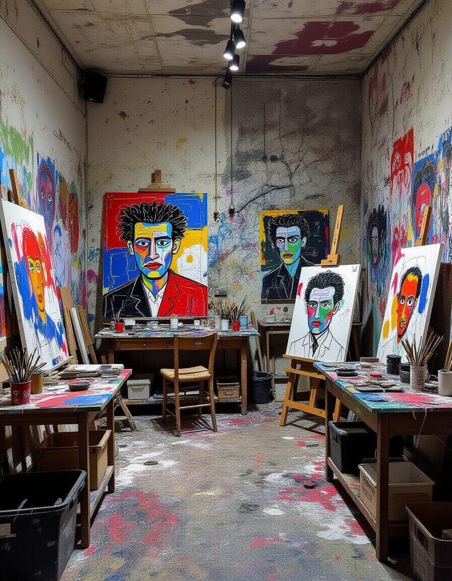 Expressive Art Studio in Basquiat Style