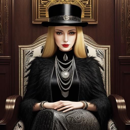 Artdeco lady in black