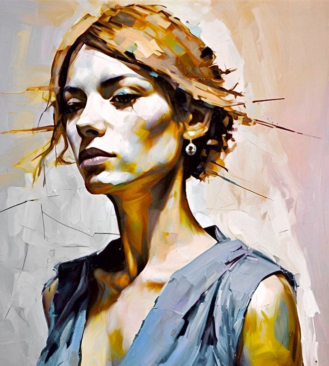 Woman in a blue dress