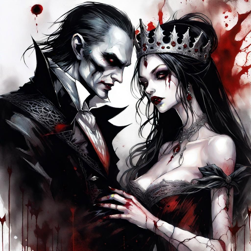 vampire king and queen beauty, embrace, blood magic bloodlust ...