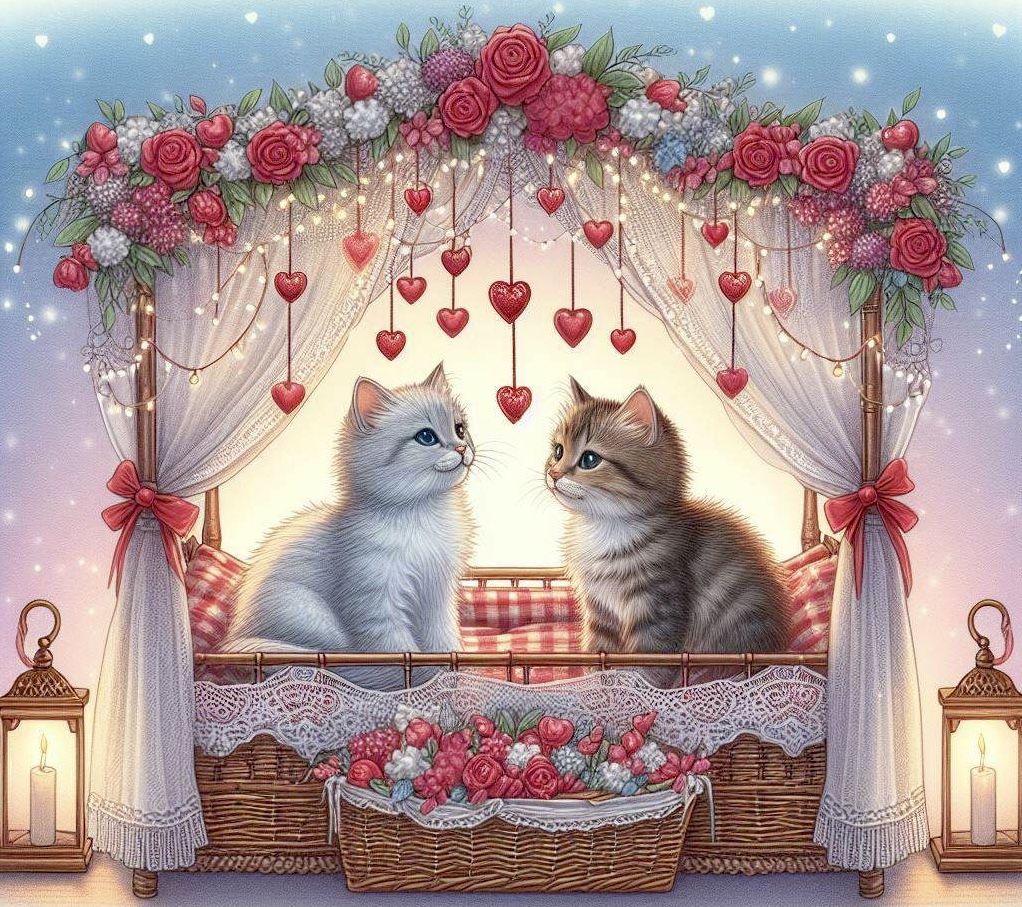 Cats in a Canopy Bed, a series