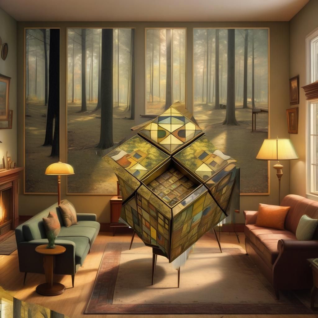 mc escher styled multiple leveled puzzlebox & Smooth abstract blending cycles and gold..golden detailed matte painting Jamie Heiden Kandinsk...
