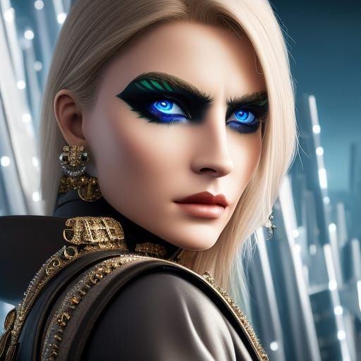 Cropped view of beautiful cute blonde woman with blue eye