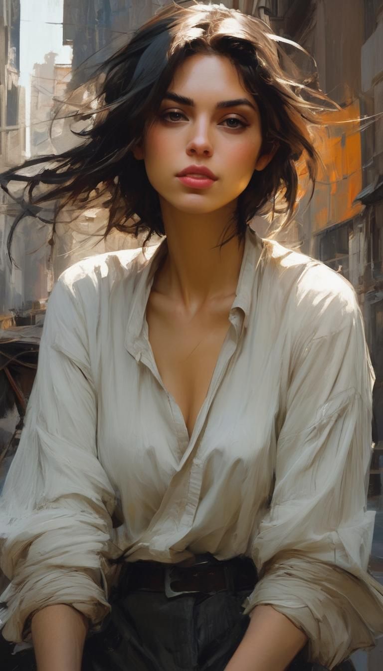 Anime Lady with Flowers in Painterly SpeedPaint Style