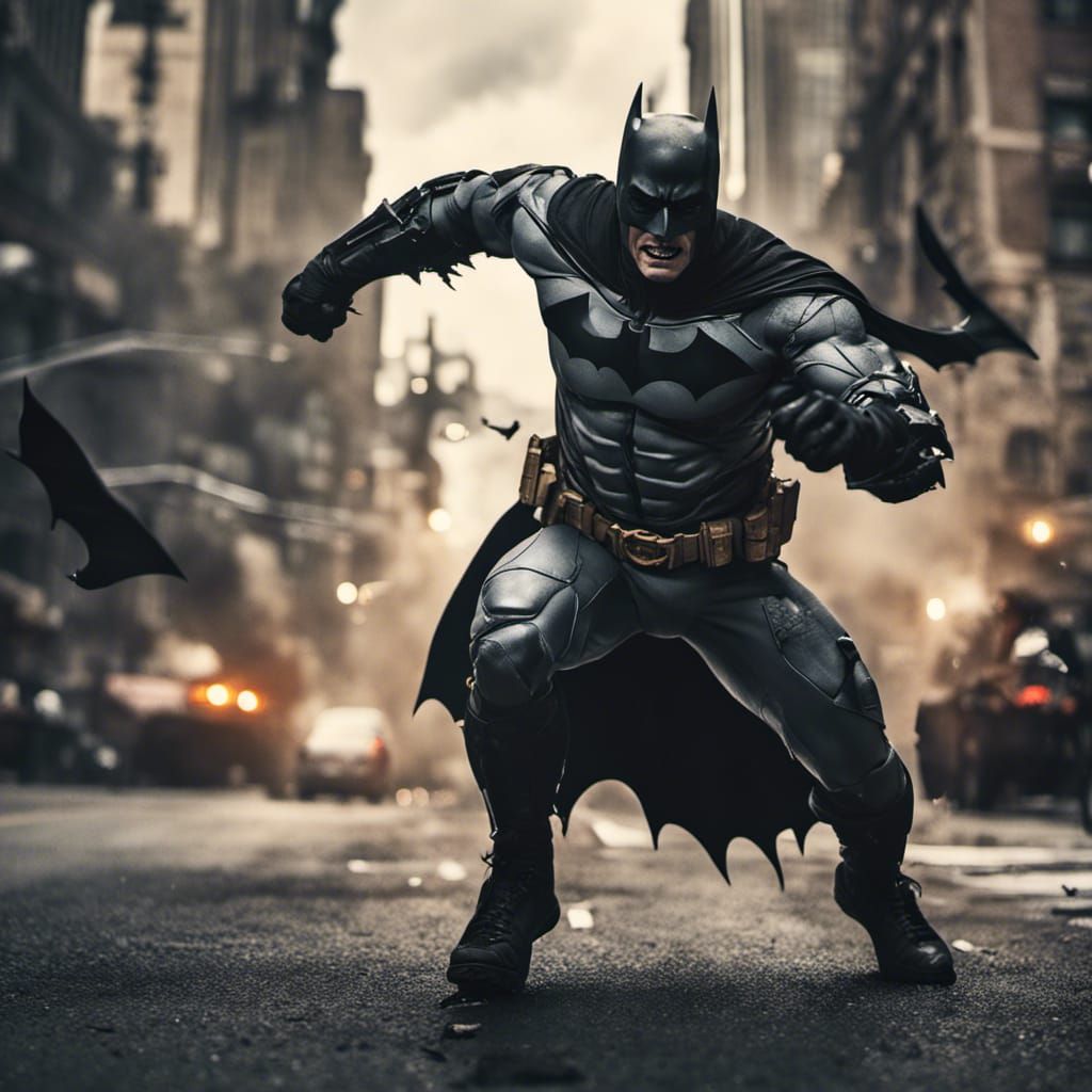 Batman throwing batarangs
