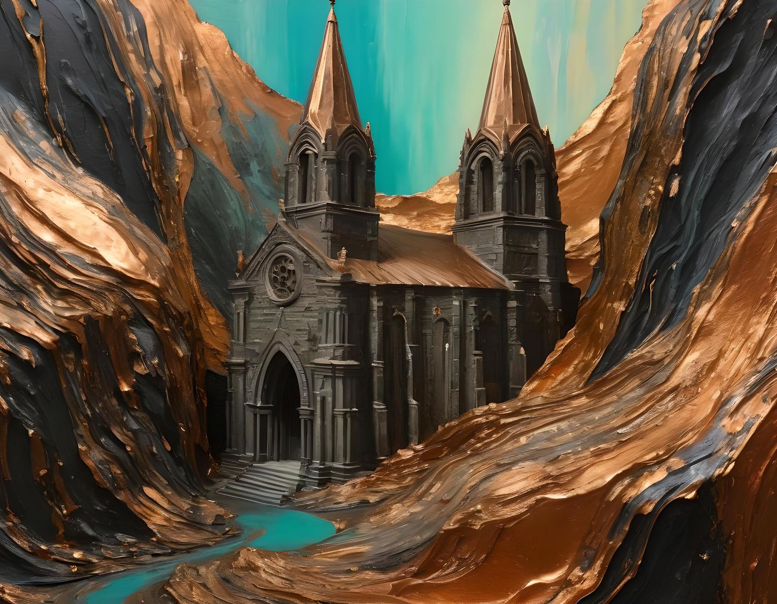 Monolithic Rock-Hewn Embossed Soapstone Church