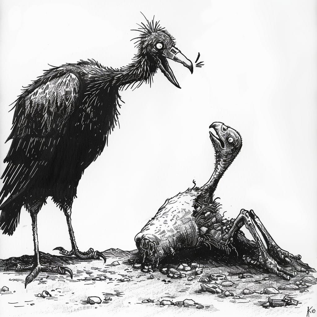 "I had been hit and killed by a car but this crazy vulture literally talked so much I came back from the dead"