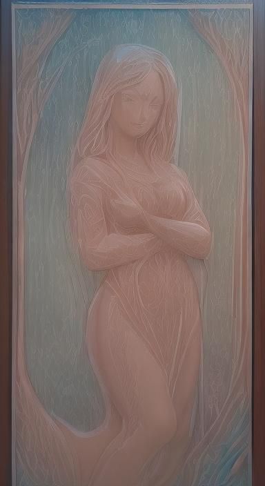 (Wooden carving of beautiful woman polished with high gloss ...